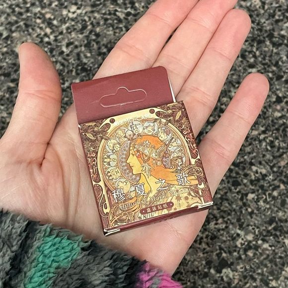 Adorable Box of 46 Mucha Art Nouveau Stickers 1.5” Stationery Scrapbook Envelope - Picture 3 of 5